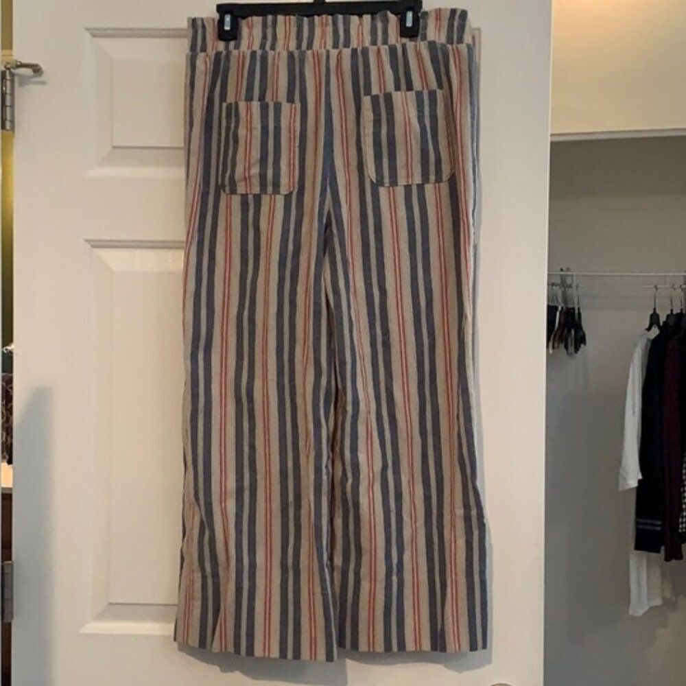 Knox Rose Multicolor Striped Linen Cotton Blend Wide Leg Pants - Picture 11 of 12